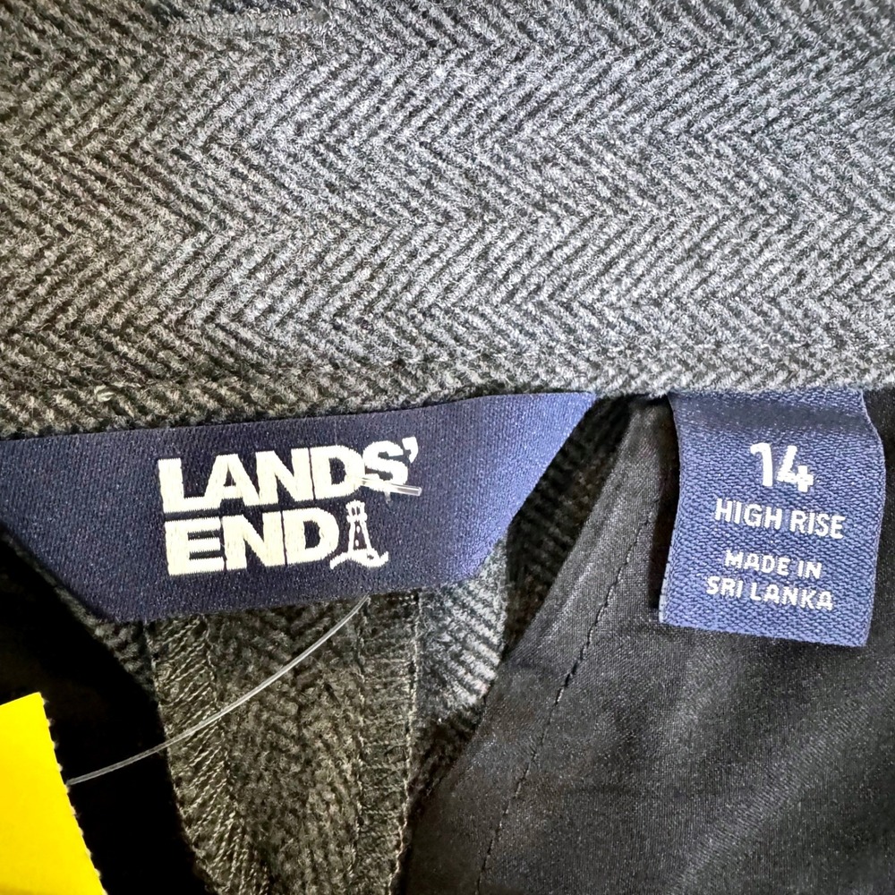 Lands‎ End High Rise Wide Leg Gray Herringbone Crop Pants Women's Size 14 soft - Picture 8 of 9